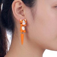Handmade Tiger Polymer Clay Stud Earrings For Women Cute 3D Animal Front Back Ear Jackets Brincos Piercing Jewelry