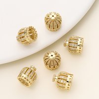2/4pcs 14/18K Gold Plated Large Flower Bead Caps with Zircon Crown Beads Caps Tassel Caps for DIY Jewelry Making Accessories