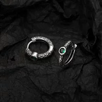 Unisex S925 Sterling Silver Vintage Thai Earrings with Green Zircon - Unique Jewelry Gift Accessory
