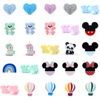 5/10pcs Silicone Beads Rainbow Bear Shape for DIY Pendant Bracelet Keychain Handmade Jewelry Accessories Making Bulk