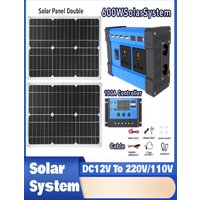 6000W Solar Inverter Kit 600W Solar Panel 100A Charge Controller 12V/110V/220V Off-Grid Power System