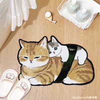 VIKAMA Cute Cartoon Cat Rug - Bathroom Non-slip Water Absorbing Floor Mat - Living Room and Bedroom Decorative Floor Mat