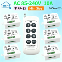 Mini Wireless Smart Light Switch with Remote Control 1000M Distance 433 Mhz RF Relay Receiver 220V Swi