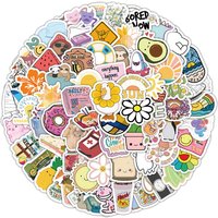 100PCS Cartoon Fresh Graffiti Waterproof Stickers for Helmet Bicycle Hand Account Pencil Case Decals