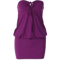 Hugcitar Women'S Fashion Strapless Mini Dress Solid Shirring Lace Up Ruched Sexy Sundress Summer Outfit Beach Vacation Party