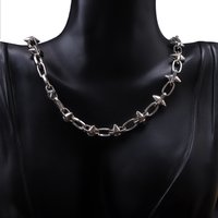 Punk Retro Silver Rivet Twisted Chain Necklaces Bracelet Fade Irregular Knot Splicing Collars Cool Rock Punk Jewelry Gifts