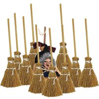 Halloween Witch Broom Pack Of 10 Miniature Witch Broom Decor Dollhouse Room Scenery Layout Restaurant Door Indoor Outdoor Decor