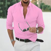 Pure color 11 color men's shirt long-sleeved solid color shirt Hawaiian shirt loose style business office spring shirt XS-6XL