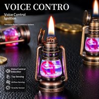 2026 Retro Luminous Barn Lantern Voice Controlled Ignition Open Flame Kerosine Lighter Transparent Gas Window Electric Lighters