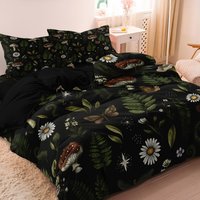 3pcs Forest Mushroom Pattern Printed Bedding And Duvet Cover Set,Soft And Comfortable Duvet Cover - Gift For Family And Friends
