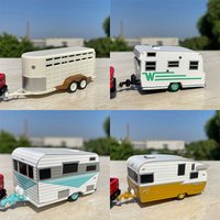 No Retail Box 1:64 Scale Camper Trailer RV Tent Bulk Simulation Alloy Car Model Collection Gift Toys Souvenir Static Display