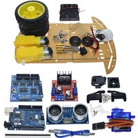 2WD Smart Robot Car Chassis Kit, Avoidance Tracking Motor with Speed Encoder, Battery Box & Ultrasonic Module for Arduino UNO R3
