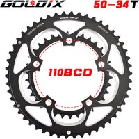 GOLDIX 50T/34T 110BCD Chainring Road Bicycle Chainwheel Plate Double Round ChainRing 9/10/11S Ultralight Bike Parts For SRAM FSA