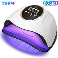 280W UV LED Nail Lamp 66 LEDs Nail Dryer with 4 Timer Settings Professional UV Light Cabin for Gel Nail Dryer Manicure Salon Use