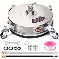 14" Pressure Washer Surface Cleaner with 4 Wheels Extension Wands 4000psi Stainless Steel Power Washer Accessory for Driveway