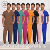 Niaahinn Scrub Doctor Nurse Work Clothes Elastic Breathable Surgical Gown Medical Aesthetics Dental Nursing Top Pants Scrubs Set