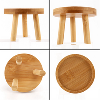 Wooden Plant Stand Flower Pot Base Holder Stool High Stool Balcony Succulent Round Flower Shelf for Indoor Outdoor