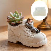 carved shoes elderly succulent plant flowerpot resin silicone mold lazy elderly grandfather storage box pen holder gypsum molds