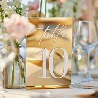 10 Acrylic Square Golden Seating Cards for a Luxurious And Romantic Wedding, Perfect for Banquet Parties, Birthday Celebrations,