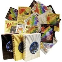 55Pcs/box Rainbow Pokemon Gold Cards Vmax GX EX Silver Black Flash Cards English Battle Trainer Booster Game Card