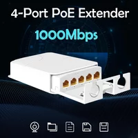 5 Port Waterproof PoE Extender 4 Port Repeater 100/1000Mbps Outdoor Network IP55 VLAN 44-57V for PoE IP Camera Wireless AP