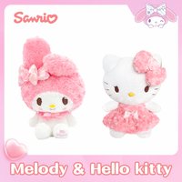 Anime Sanrio Rose Pink Hello Kitty Melody Cartoon Cute Plush Stuffed Toys Soft Pillow Plushies Doll Birthday Gift For Girls Kids