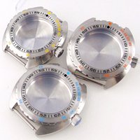 Silbernes 42-mm-Stahl-Taucheruhrengehäuse für NH34 NH35 NH36 NH37 NH38 NH39 NH70 NH72 Uhrwerk 200 m wasserdichte Armbanduhrenteile