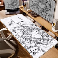 Line Drawing Black and White Wuthering Waves THE SHOREKEEPER Mouse Pad Anime Gaming Mouse Pad Table Pads Rubber Desktop XXL Mats