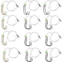 Aventik 12PCS Fishing Rig High Low Rig Sea Fishing Rig Pre Tie Flapper Rigs #1/0#3/0#5/0 for Beach Casting Shore Flounder
