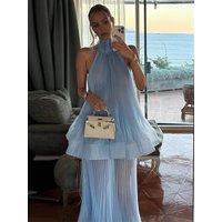Fashion Women Dress Set Chic Halter Sleveless Backless Solid Ruffles Female Top And Long Skirt Summer Lady Vacation 2026 Clothes