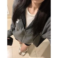 Gray Polka Dot Hooded Knitted Sweater Coat Zipper Casual Style Women's Autumn Winter Loose Fit Comfortable Soft Long Sleeve Top