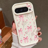 Pink Bow Flower Pattern Phone Case For Google Pixel 10 9 7 8 Pro 9A 8A 7A Pixel 9 10 Pro XL Shockproof Solid Color Soft Cover