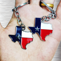 2pc Texas Logo Keychain, Texas Map keyring Tex Flag Motorcycle Decoration key The Lone Star State Edition