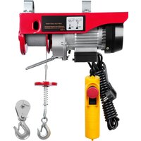 SucceBuy 550lbs/250kg Elektrische Takel Draagbare Lifter Staaldraad Lier met 14ft Bedrade Afstandsbediening voor Garage Magazijn
