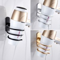 Perforated Space Aluminum Hair Dryer Holder Wall-mounted Household Bathroom Storage Shelf