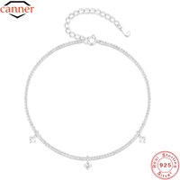 Canner 925 Sterling Silver Adjustable Cauliflower Anklet Chain With Three Zircon Pendant For Women Fine Jewelry Party Gifts