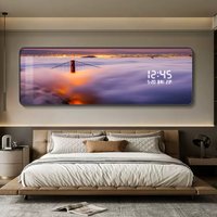 Modern Urban Night Scene Bedroom Bed Head Hanging Art Electronic Clock Landscape Architecture Living Room Sofa Background Wall D