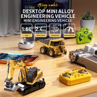 1: 64 remote control mini engineering vehicle with alloy body and lighting simulation effect, children's holiday gift
