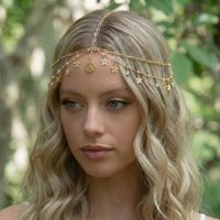 Korean Style Bohemian Forehead Headpiece Crystal Boho Long Tassels Hair Chain Gold Headband Forehead Ornament Indian Jewelry