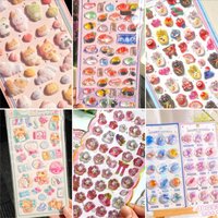 Kawaii 3D Fluffy Animal Flocked Crystal Multiple Series Stickers for Scrapbooking Phone Case School Stationery Supply