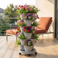Vertical Tower Stackable Flower Pot Plastic Multi-layer Garden Planter Tower For Strawberry Vegetable Frame Grow