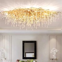 Luxury waterdrop crystal ceiling chandelier Modern gold sliver large tree branch hanging lamp Living Room Hotel Villa hall light