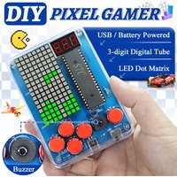 DIY Kit Electronic Pixel Game Console LED Dot Matrix Digital Tube Display DIY Soldering Kit STC15F2K60S2 MCU Double-Sided PCB