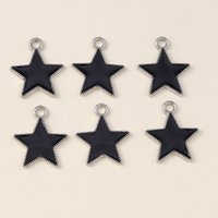 Leslie 10pcs/lot 16x18mm Enamel Black Five-pointed Stars Charms for DIY Earrings Necklaces Pendants Jewelry Making Accessories