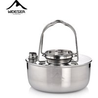 Widesea Camping Outdoor 1.7L SS304 Stainless Kettle Steel Short Hole Design Portable Cookware Travel Essentials Coffee Cooking