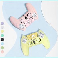 Silicone Controller Case Set with Thumb Grip Caps with Sticker Controller Skin Anti-slip Cat Paw Protective Shell Cover for PS5