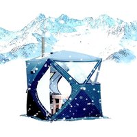 Outdoor 3-4person 4Season Sauna House with Thickened Warmth winter Fishing Tent Large Window/chimney Mouth quick Open Portable