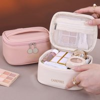 PU Square Lipstick Powder Makeup Storage Bag Portable Mini Sanitary Napkin Sewing Jewelry Finishing Bag Essential For Travel