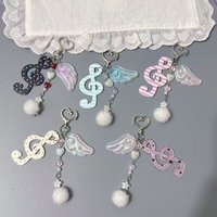 Y2k Cute Fun keychain Wave Dot Striped Note Star Key Chain Bag Pendant Accessories