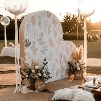 3D Double Layered Heart Backdrop Stand 8x8ft with Side Shelf And Cover for Wedding Birthday Party Scene Decoration